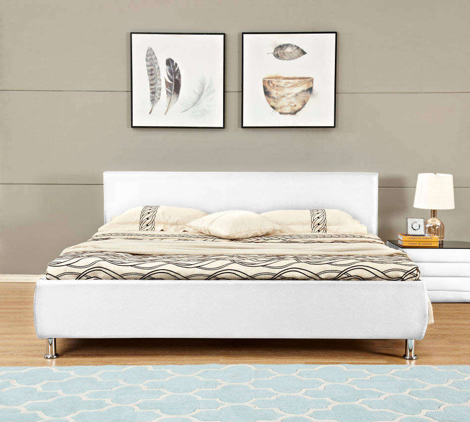 Beds Hazlo Aleksandr Faux Leather Bed Base with Headboard King White was sold for R1,750.00